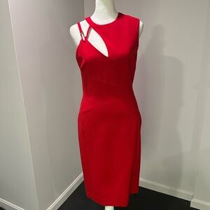 Versace Asymmetrical Red Dress